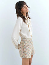 Maija Women's Elegant Colored Plaid Thick Wool Blend Shorts, Autumn/Winter